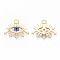Brass Micro Pave Cubic Zirconia Pendants, Nickel Free, Eye, Clear & Blue, Real 18K Gold Plated, 20x22.5x2mm, Hole: 2.2mm