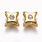 304 Stainless Steel Slide Charms, Ion Plating (IP), with Rhinestone, Star, Golden, 11x11x8.5mm, Hole: 5.5x5.5mm