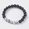 Natural Lava Rock and Natural Shoushan Stone/Larderite Beads Stretch Bracelets, with Alloy Findings, 2 inch(52mm)