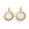 Brass Micro Pave Clear Cubic Zirconia Pendants, Cadmium Free & Lead Free, with Shell and Jump Ring, Real 18K Gold Plated, Sun, 20.5x18.5x2mm, Hole: 3mm