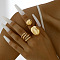3Pcs Alloy Finger Rings Sets, Golden, Inner Diameter: 16~17mm