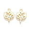 Brass Charms, Cadmium Free & Nickel Free & Lead Free, Fan, Real 18K Gold Plated, 13.5x10x1mm, Hole: 1mm