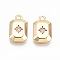 Brass Micro Pave Clear Cubic Zirconia Charms, Nickel Free, Rectangle with Star, Real 18K Gold Plated, 12x7.5x2mm, Hole: 1.2mm