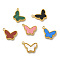 PVD Vacuum Plating 304 Stainless Steel Pendants, with Synthetic Malachite & Acrylic & Shell, Butterfly Charm, Golden, 11x15x3mm, Hole: 1.8mm