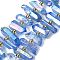 Electroplated Natural Quartz Crystal Beads Strands, Faceted, Nuggets Stick, with Seed Beads, Cornflower Blue, 11~25x3~9x4~10mm, Hole: 1~1.2mm, about 19~26pcs/strand, 7.09~7.48''(18~19cm)
