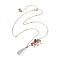 Natural & Synthetic Gemstone Pendant Necklace, Teardrop, Golden, 22.05 inch(56cm)