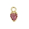 Brass Micro Pave Cubic Zirconia Pendants, Strawberry, Long-Lasting Plated, Cadmium Free & Lead Free, Rack Plating, Real 18K Gold Plated, 14x7x2.5mm, Hole: 3mm