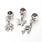 Tarnish Resistant Mixed Shape 304 Stainless Steel European Large Hole Dangle Charms, Stainless Steel Color, 19~24mm, Hole: 3.6~4mm