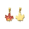 Ion Plating(IP) 304 Stainless Steel Manual Polishing Pendants, with Enamel and 201 Stainless Steel Clasp, Maple Leaf Charms, Golden, 16x13x1.5mm, Hole: 3x5.5mm