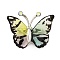 Butterfly Transparent Resin Brooch, Alloy Rhinestone Insect Brooch, Platinum, Yellow, 36x47mm