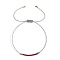 Handmade Glass Seed Beads Braided Bead Bracelets, Adjustable Fiber Cord Braided Bracelets for Women, Column, Silver