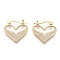 Rack Plating Brass Micro Pave Clear Cubic Zirconia Hoop Earrings, Heart, Real 16K Gold Plated, 20x19x2mm