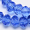 Handmade Glass Beads, Faceted Rondelle, Medium Blue, 14x10mm, Hole: 1mm, about 60pcs/strand