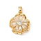 Rotatable Brass Micro Pave Clear Cubic Zirconia Pendants, Real 18K Gold Plated, Flower, 19x16.5x8mm, Hole: 3.5x2.5mm