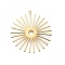 Brass Pendants, Cadmium Free & Nickel Free & Lead Free, Sun Charms, Real 18K Gold Plated, 32x30x0.5mm, Hole: 1.2mm