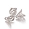 Non-Tarnish 304 Stainless Steel Bead Cap, 2-Petal, Stainless Steel Color, 12x11x8mm, Hole: 1.4mm, Inner Diameter: 10mm