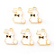 Light Gold Plated Alloy Enamel Pendants, Rabbit with Pearl, Black, 17x13x1.5mm, Hole: 1.8mm