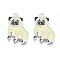 100Pcs Rack Plating Alloy Enamel Pendants, Lead Free & Nickel Free & Cadmium Free, Platinum, Dog, Champagne Yellow, 28x17.5x2mm, Hole: 1.8mm