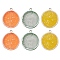 6Pcs 3 Colors Flat Round Resin Fruit Pendants, Orange Charms, with Platinum Tone Iron Loops, Mixed Color, 30x26.5x5.5mm, Hole: 2mm, 2pcs/color