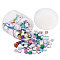 Glass Cabochons, with Glitter Powder, Square, Mixed Color, 7.2x6.5cm, about 300pcs/box
