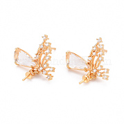 Серьги из латуни с микропейвом и прозрачным фианитом KK-T062-224G-NF