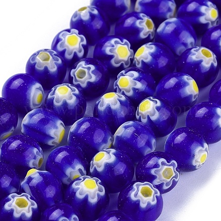 Круглые Millefiori стеклянные бусины нити LK-P002-02-1