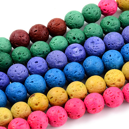 Synthetic Lava Rock Beads Strands G-S247-6mm-M-1-1