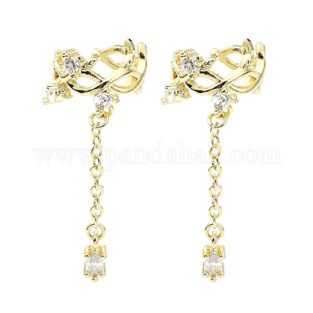 Серьги-каффы из латуни с микропаве и кубическим цирконием EJEW-C086-08G-1