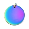Ion Plating(IP) 304 Stainless Steel Pendants, with Jump Ring, Manual Polishing, Flat Round Charm, Stamping Blank Tag, Rainbow Color, 20x1.5mm, Hole: 3.5mm