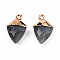 Natural Labradorite Pendants, with Light Gold Plated Iron Findings, Faceted, Kite Charm, 18.5x11.5~12x6mm, Hole: 1.6mm