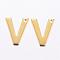 304 Stainless Steel Charms, Letter, Initial Charms, Real 18k Gold Plated, Letter.V, 11x6~12x0.8mm, Hole: 1mm