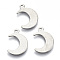 Non-Tarnish 201 Stainless Steel Pendants, Laser Cut, Moon, Stainless Steel Color, 16x11x0.7mm, Hole: 1.2mm