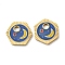 304 Stainless Steel Charms, with Enamel, Hexagon with Moon Pattern Charms, Real 14K Gold Plated, 11x10x1mm, Hole: 2mm