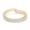 Brass Micro Pave Clear Cubic Zirconia Bangles, Long-Lasting Plated, Horse Eye, Real 18K Gold Plated, Inner Diameter: 2-1/8 inch(5.45cm)