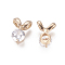 Brass Pendants, Nickel Free, Long-Lasting Plated, with Rhinestone, Flat Round, Golden, 12x9x4mm, Hole: 2x3.5~4mm
