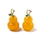 Brass Handmade Lampwork Pendants, Fruit Charms, Pear, 22x13x13mm, Hole: 2.5x4.5mm