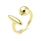 Brass Open Cuff Rings, Cadmium Free & Lead Free, Half Round & Oval, Real 18K Gold Plated, US Size 7 1/4(17.5mm)