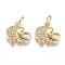 Brass Micro Pave Cubic Zirconia Pendants, with Jump Ring, Long-Lasting Plated, Elephant, Golden, 10x11x2mm, Hole: 3.8mm