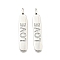 Brass Micro Pave Clear Cubic Zirconia Pendants, Cadmium Free & Lead Free, Oval with Word Love, Platinum, 38x6.5x2.5mm, Hole: 2.5x5mm