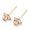 Brass Micro Cubic Zirconia Peg Bails, Flower, For Half Drilled Beads, Cadmium Free & Nickel Free & Lead Free, Real 18K Gold Plated, 18x8x3mm, Pin: 0.7mm