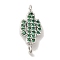 Rack Plating Brass Micro Pave Green Cubic Zirconia Cactus Connector Links, Cadmium Free & Lead Free, Platinum, 18.5x8x3.5mm, Hole: 1.5mm