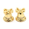 Christmas Theme Rack Plating Brass Micro Pave Cubic Zirconia Beads, Lead Free & Cadmium Free, Bell, Real 18K Gold Plated, 12x11mm, Hole: 2.5mm