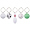 ABS Plastic Sports Ball Theme Pendants Keychains, with Iron Split Key Rings, Mixed Shapes, 6.2~9.4cm, pendants: 35.5~63.5x20~32x20.5~32mm