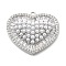 Brass Micro Pave Cubic Zirconia Pendants, Heart Charms, with ABS Plastic Pearl, Rack Plating, Long-Lasting Plated, Lead Free & Cadmium Free, Platinum, 23x25.5x6mm, Hole: 1.6mm
