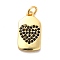 Rack Plating Brass Micro Pave Cubic Zirconia Pendants, Arrow with Heart Charm, Long-Lasting Plated, with Jump Rings, Cadmium Free & Lead Free, Real 18K Gold Plated, 17x9.5x2mm, Hole: 3mm