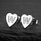Heart 201 Stainless Steel Stud Earrings, Stainless Steel Color, Letter W, 10x10mm
