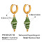 Stainless Steel Shell Shape Hoop Earrings, Real 18K Gold Plated, Green, 45x10.8mm