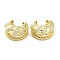 Rack Plating Brass Micro Pave Cubic Zirconia Cuff Earrings for Women, Long-Lasting Plated, Lead Free & Cadmium Free, Real 18K Gold Plated, 17.5x15x10mm
