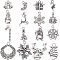 SUNNYCLUE 1 Box 64Pcs 16 Style Christmas Charm Bulk Silver Christmas Charm Tibetan Alloy Candy Snowflake Snowman Xmas Christmas Gift Bell Charm for Jewelry Making Charms DIY Necklace Bracelet Earring