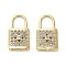 Brass Micro Pave Cubic Zirconia Pendants, Long-Lasting Plated, Lock, Golden, 20x11x3.5mm, Hole: 6.8x5.8mm